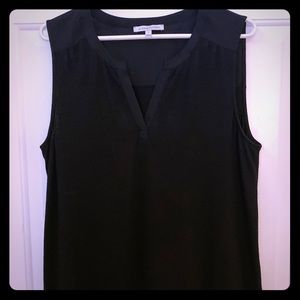 Black Split Neck Sleeveless Blouse by 41 Hawthorn
